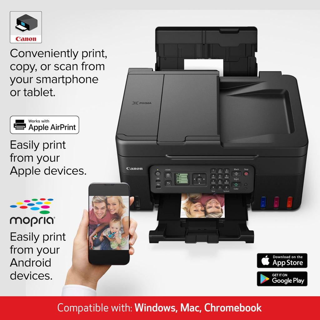 Canon MegaTank MAXIFY GX2020 All-in-One Wireless Color Printer C Print, Copy, Scan with Duplex Printing C Refillable Tank System, Compact Desktop