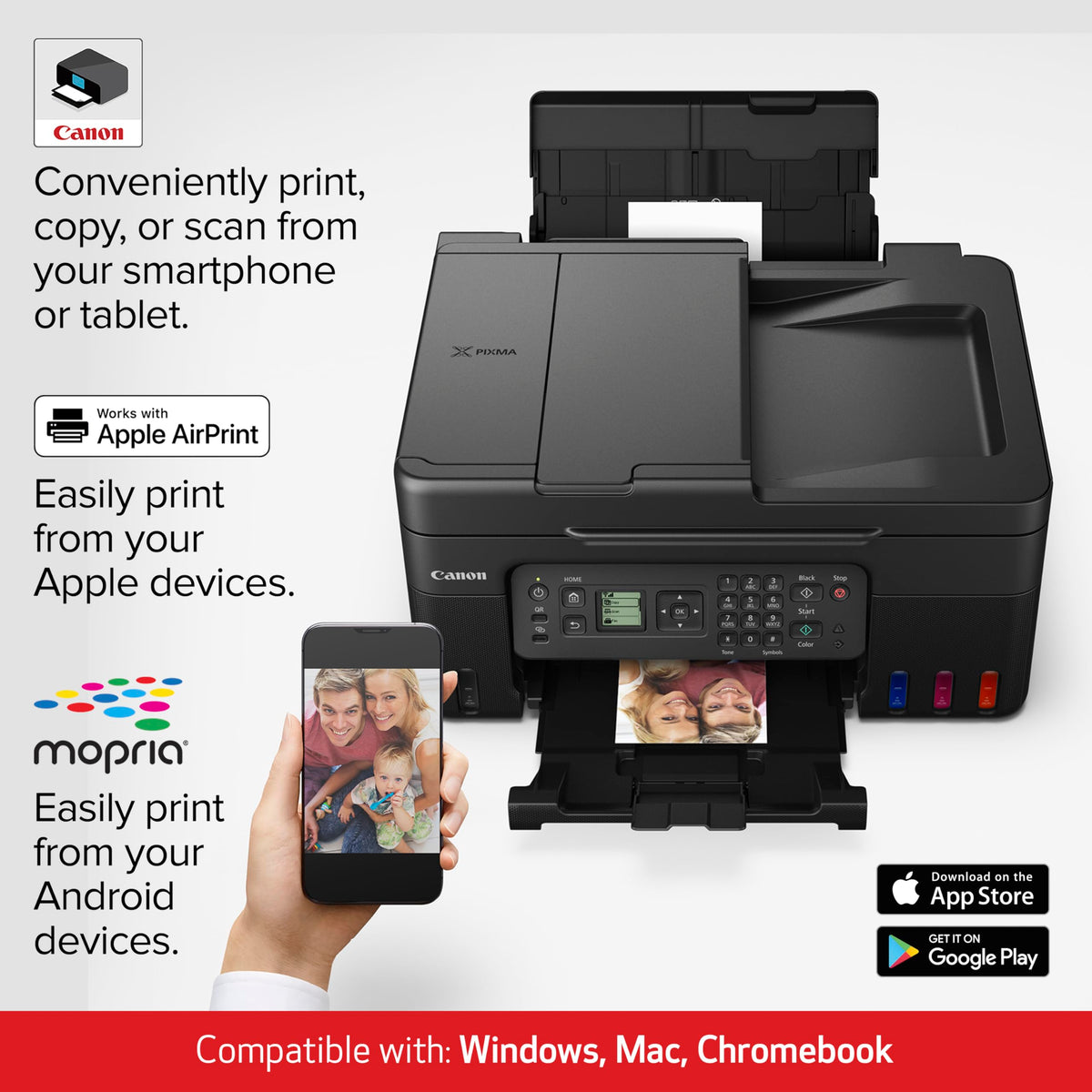 Canon MegaTank MAXIFY GX2020 All-in-One Wireless Color Printer C Print, Copy, Scan with Duplex Printing C Refillable Tank System, Compact Desktop