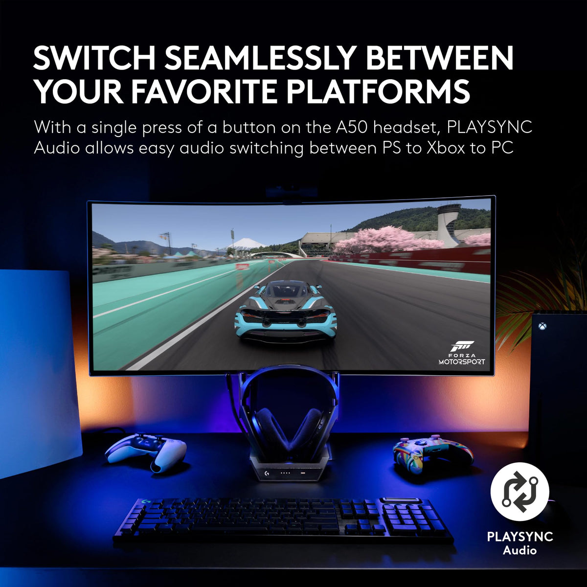 Logitech G Astro A50 X Multi-Platform Wireless Gaming Headset + Base Station for PS5/Xbox/PC: PLAYSYNC Video & Audio Switcher, HDMI 2.1 4K 120Hz VRR