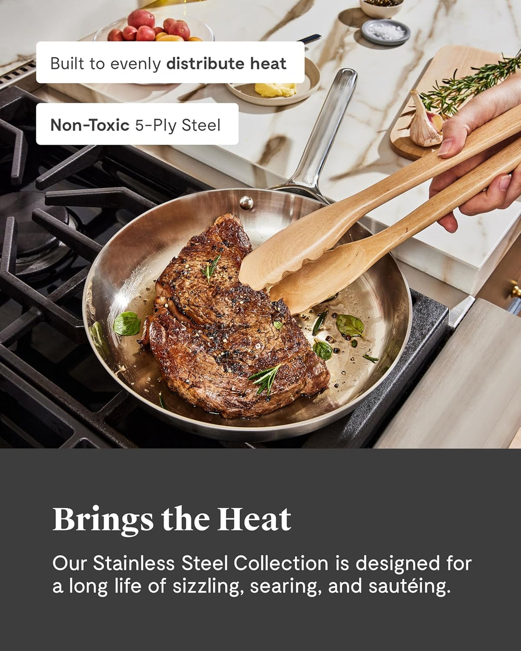 Caraway Stainless Steel Cookware Set C 12 Piece 5-Ply Stainless Steel Pots and Pans Set - Includes Fry, Sauce, Saut Pan, Dutch Oven, and Space