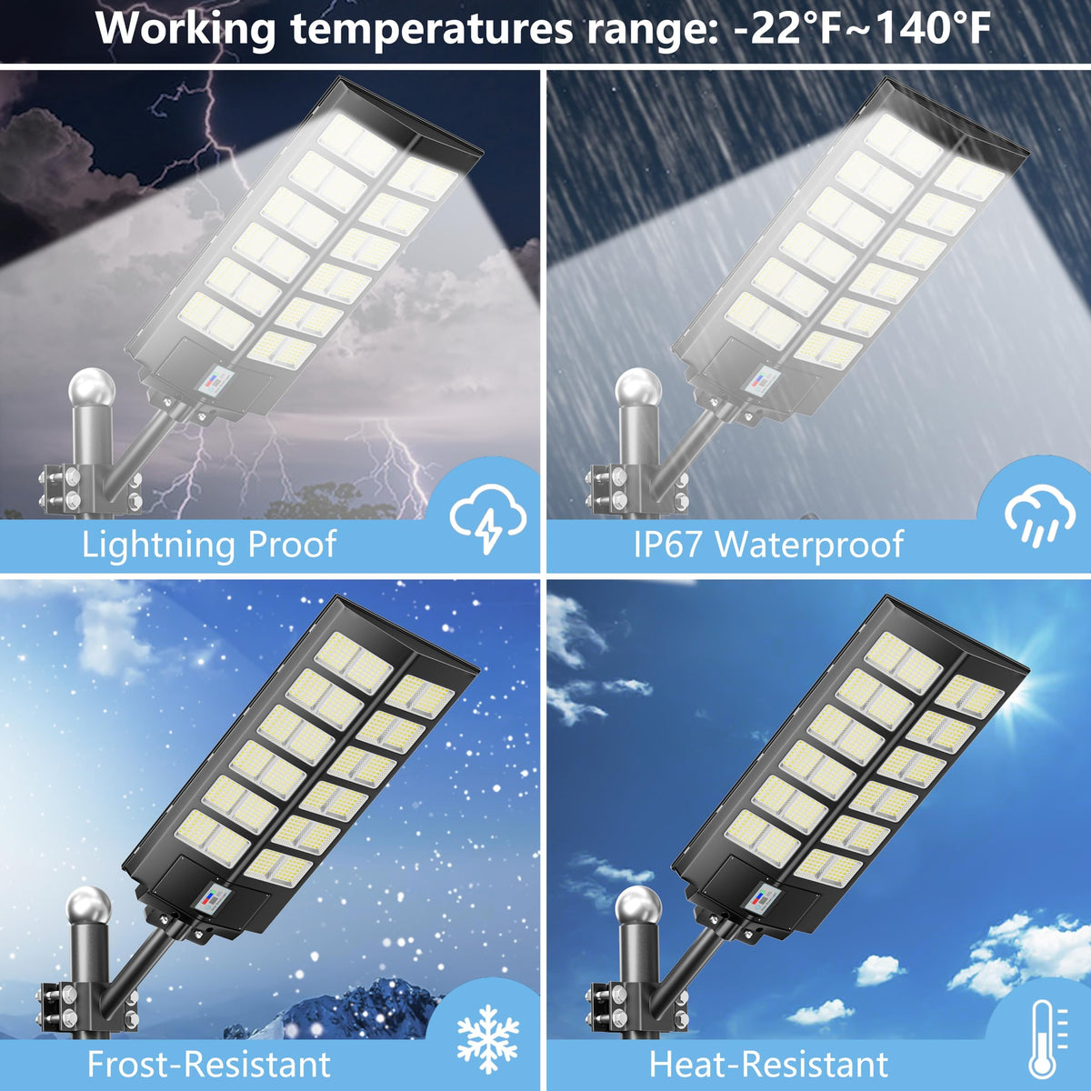 Solar Street Lights Outdoor Waterproof Dusk to Dawn, Large 9000W Outdoor Floodlight LED Motion Sensor, 7000K Wide Angle Parking Lot Flood Lamp Remote