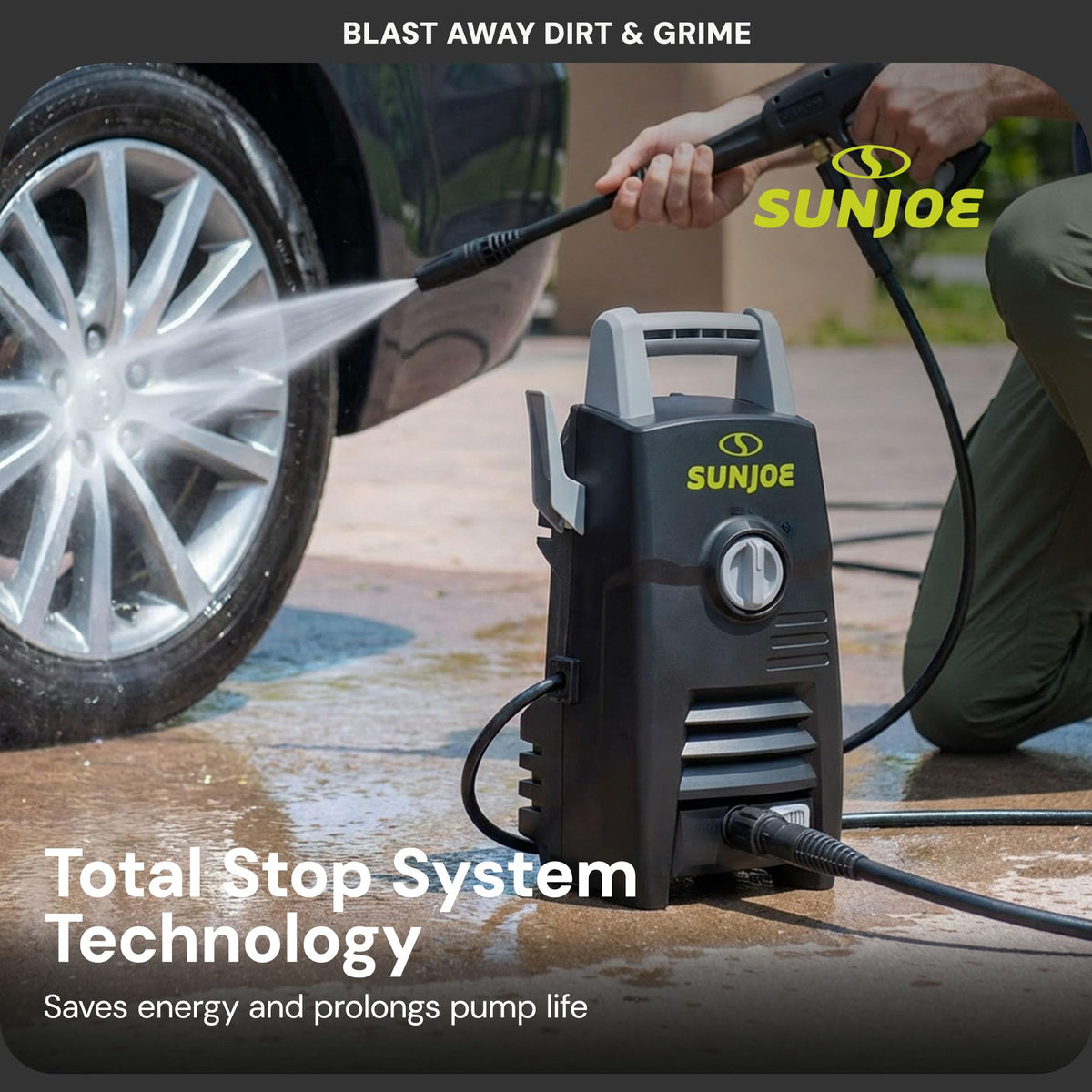 Sun Joe SPX3000-XT1 XTREAM 2,500 PSI Pressure Washer with 14.9A Motor, Includes 4 Quick-Connect Nozzles, High-Pressure Hose, Garden Hose Adapter, and