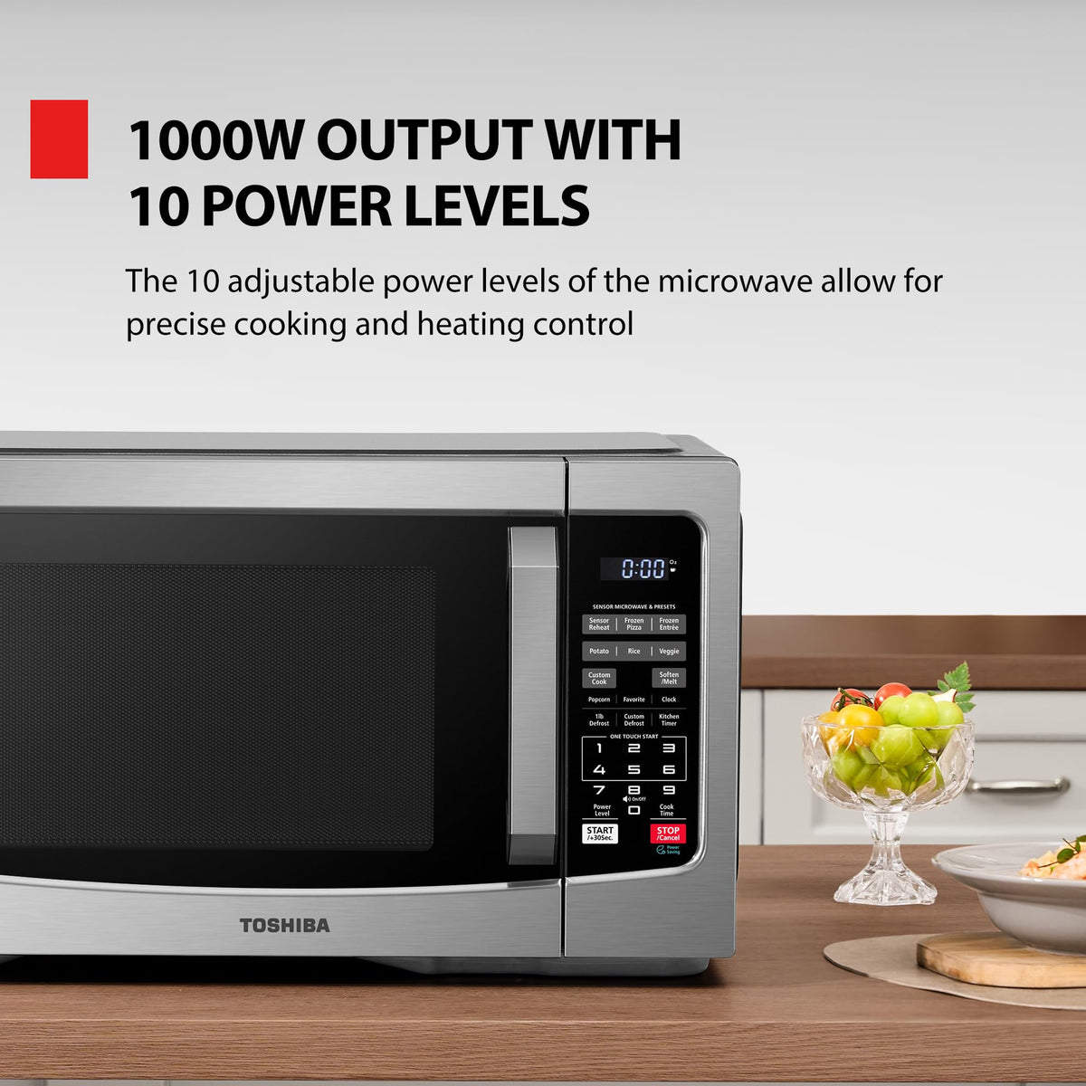 TOSHIBA Air Fryer Combo 8-in-1 Countertop Microwave Oven, with Convection, Broil, Odor Removal Mode, 12.4" Position Memory Turntable, Child-Lock, 1.0
