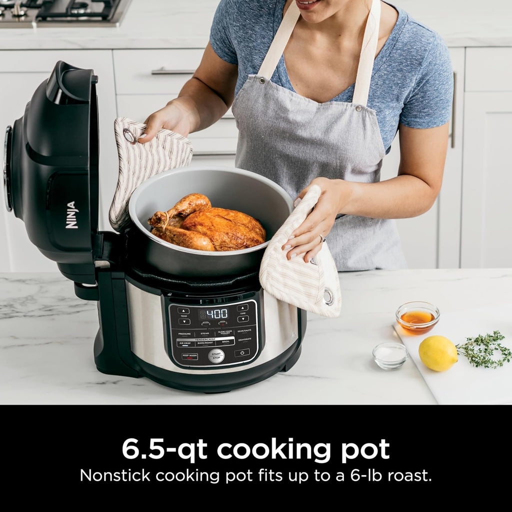 Ninja Foodi 10 in 1 (OS300), 6.5 Quart Pro Pressure Cooker Air Fryer Multicooker, Precise Heating, Family Capacity, Stainless