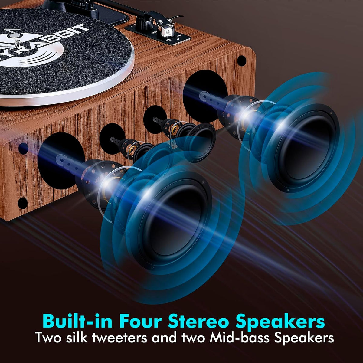 Vinyl Record Player with Speakers,High Fidelity Turntables for Vinyl Records with Magnetic Cartridge AT-3600L,Bluetooth Playback Built-in Phono