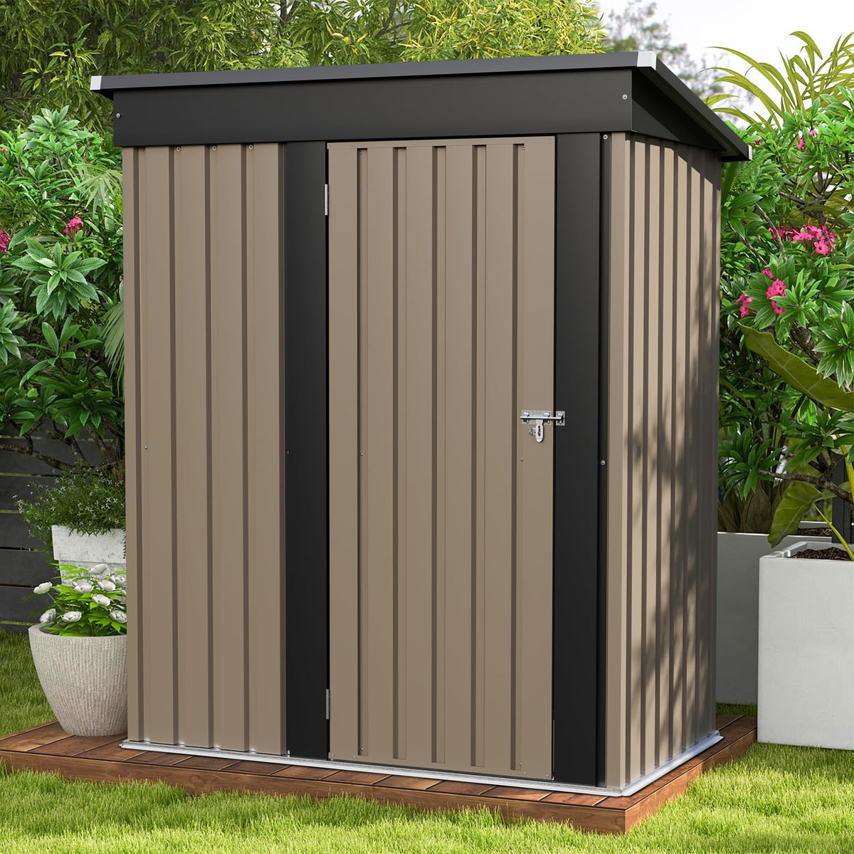 Patiowell 10 x 12 FT Metal Storage Shed for Outdoor, Steel Yard Shed with Design of Lockable Doors, Utility and Tool Storage for Garden, Backyard