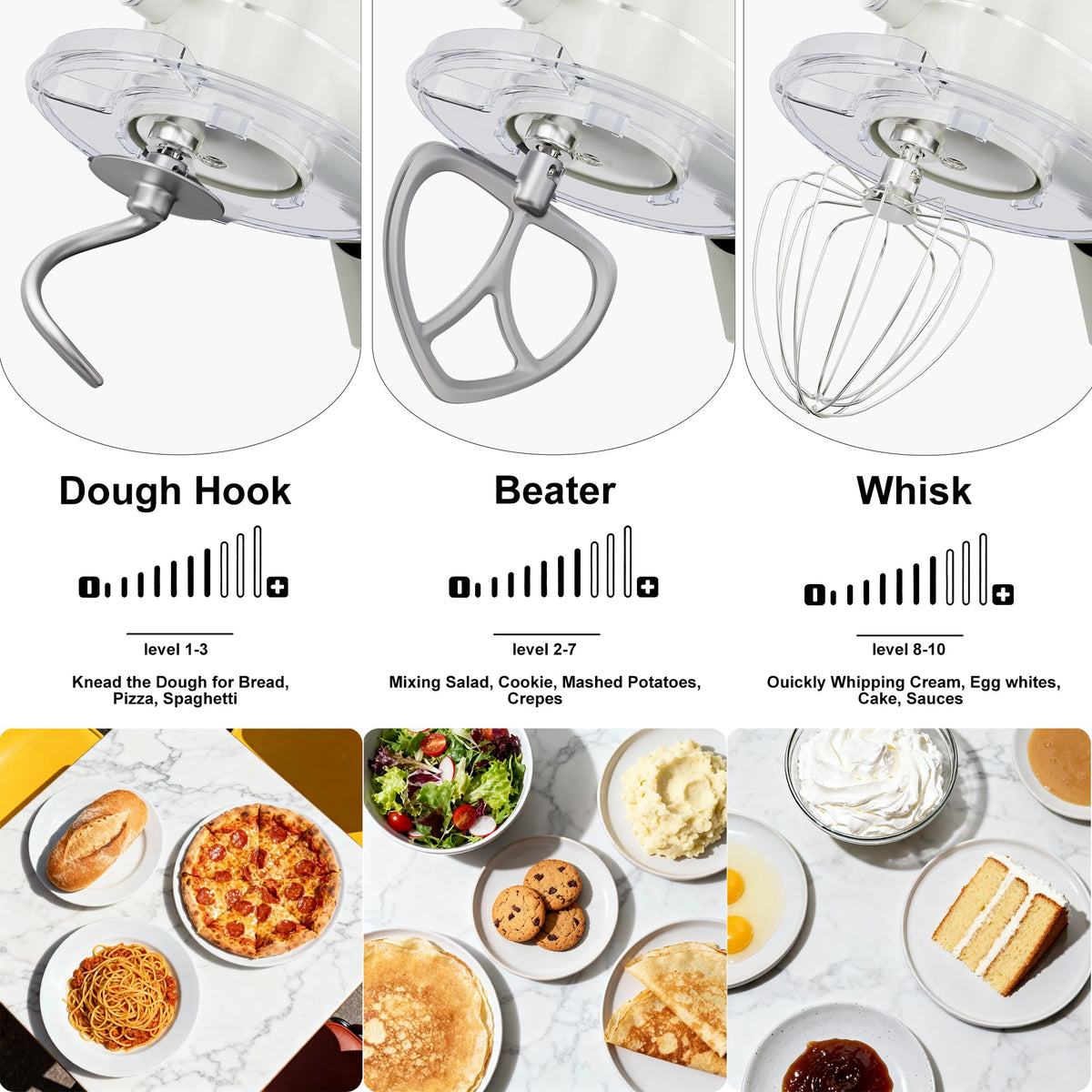8.45 QT All Metal Stand Mixer,10 Speed Large Capacity Kitchen Mixer with Digital Timer & Tilt-Head, Electric Mixer with Whisk Dough Hook Mixing