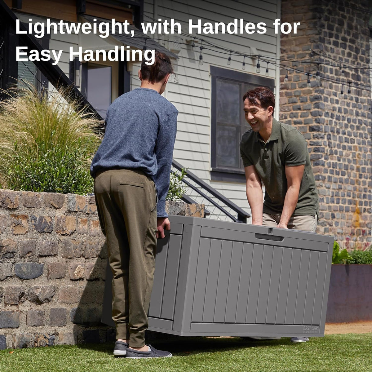 EAST OAK Outdoor Storage Box, 180 Gallon Deck Box, Large Resin Storage Bin for Patio Cushions, Gardening Tools, Lockable, Waterproof and UV Resistant