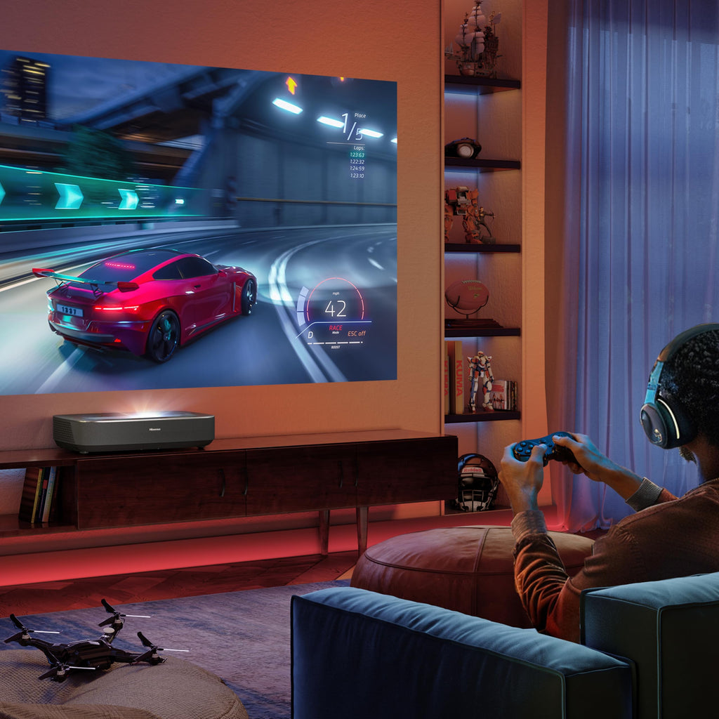 Hisense PX3-PRO Ultra Short Throw Triple Laser Projector, 4K UHD, 80 C 150, 3,000 Lumens, 3000:1 Contrast, Dolby Vision & Atmos, IMAX Enhanced, 240
