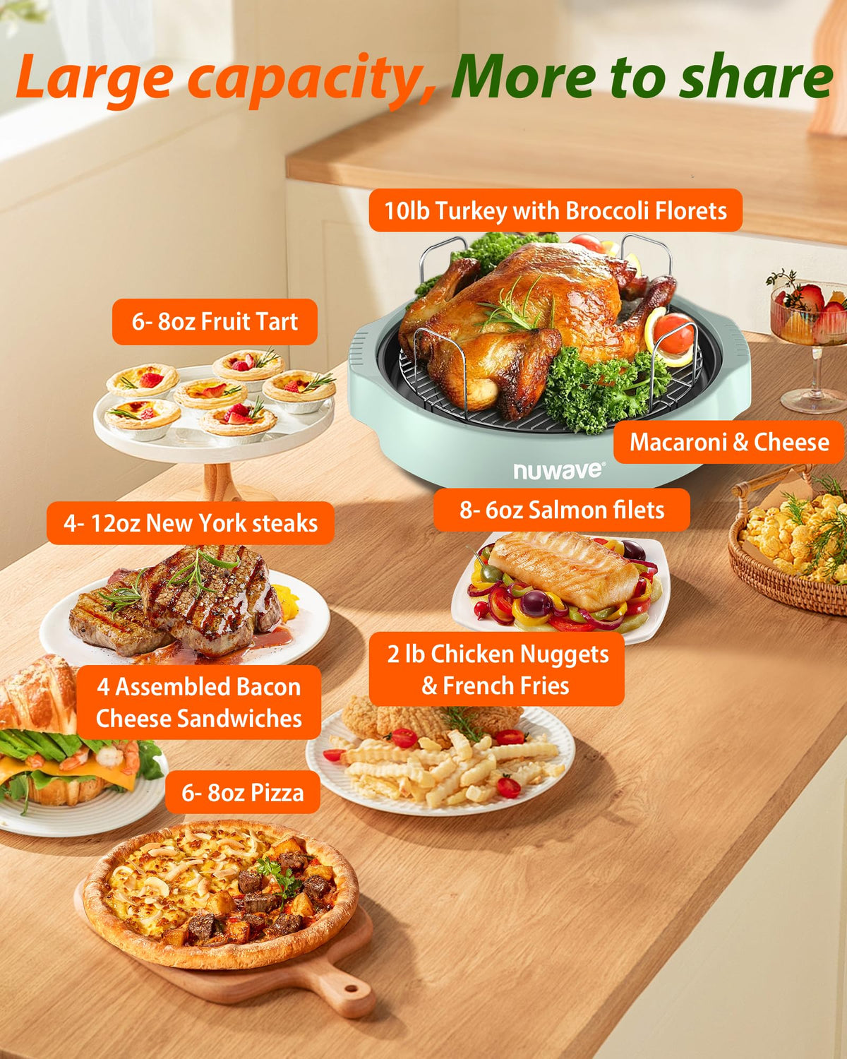 Nuwave Oven Pro Plus Air Fryer, Infra-Red Countertop, 2025 Advanced Convection, No Defrosting or Preheating, Cook Fresh or Frozen, Durable Power Dome