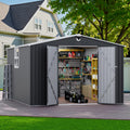 10x12 FT Outdoor Storage Shed, Metal Garden Shed - Tool Storage Sheds with Lockable Doors & 1 Clear Window, Waterproof Outside Storage Building for