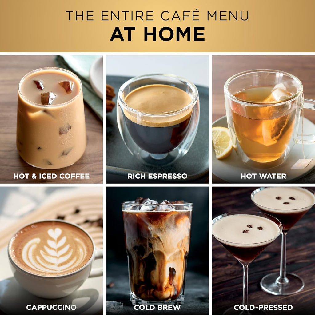 Ninja Luxe Caf Pro Series, Espresso Machine, Drip Coffee, Cold Brew, Hot Water, Integrated Tamper, Built-in Grinder, Hands-Free Frother for
