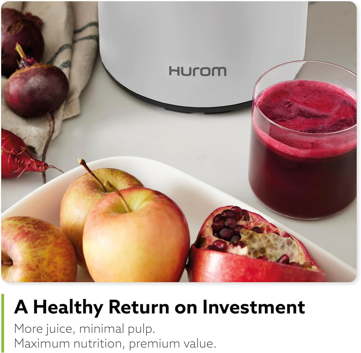 Hurom H400 Cold Press Juicer Machine, Award Winning Masticating Slow Juicer, Easy to Clean, Strainer & Hands Free with Self Feeding, Wide Mouth