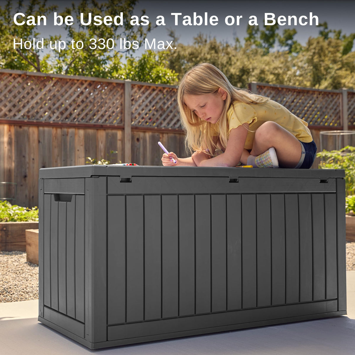 EAST OAK Outdoor Storage Box, 180 Gallon Deck Box, Large Resin Storage Bin for Patio Cushions, Gardening Tools, Lockable, Waterproof and UV Resistant