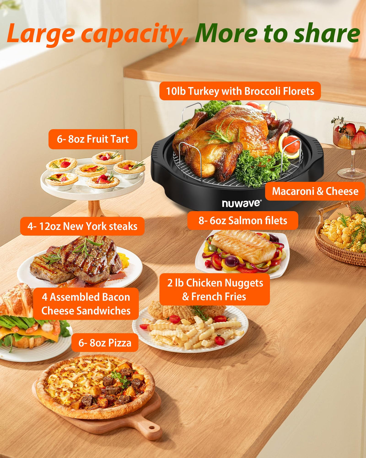 Nuwave Oven Pro Plus Air Fryer, Infra-Red Countertop, 2025 Advanced Convection, No Defrosting or Preheating, Cook Fresh or Frozen, Durable Power Dome