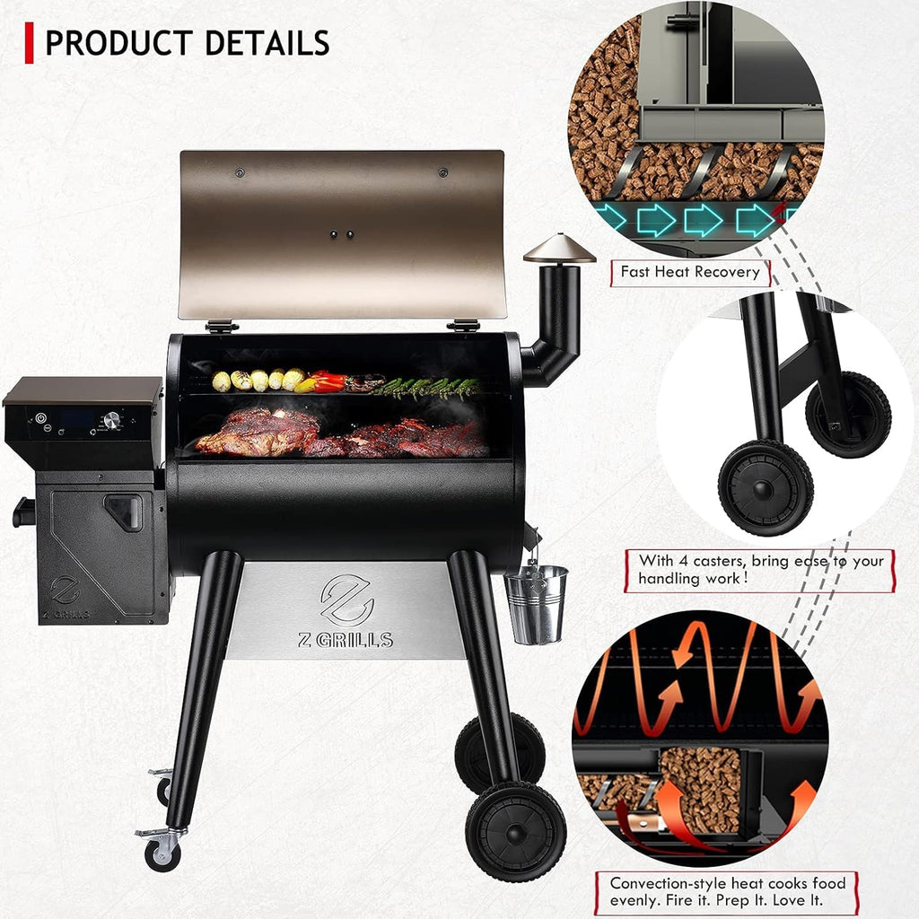 Z GRILLS 2025 Upgrade 8-in-1 Electric Wood Pellet Grill & Smoker with PID V3.0 Controller, LCD, 697 Sq In, Dual-Wall Insulation, Meat Probes, Easy