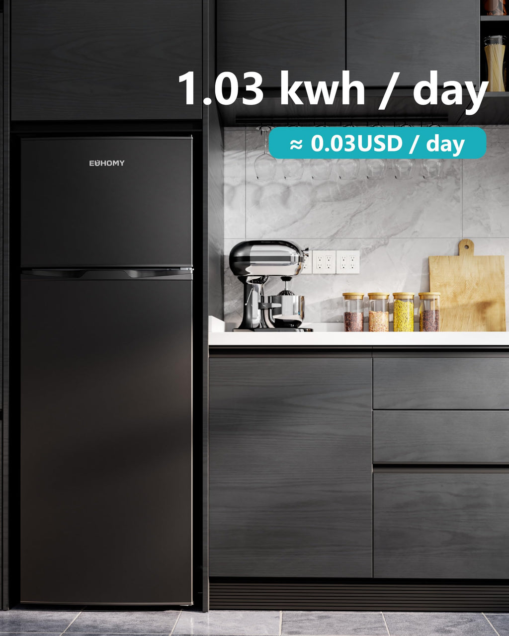 EUHOMY Mini Fridge with Freezer, 4.5 Cu.Ft Mini Refrigerator fridge, 2 door For Bedroom/Dorm/Office/Apartment - Food Storage or Cooling drinks, Black