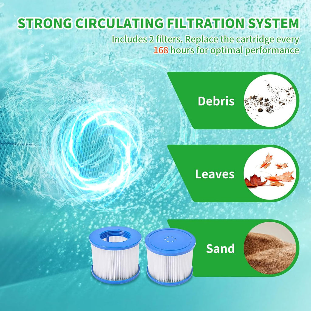Inflatable Hot Tub, 4-6 Person Polygon Portable Blow Up Hot Tub, Leak-Proof PVC Outdoor Spa with 130 Strong Air Jets, Heater Pump and Insulated Cover