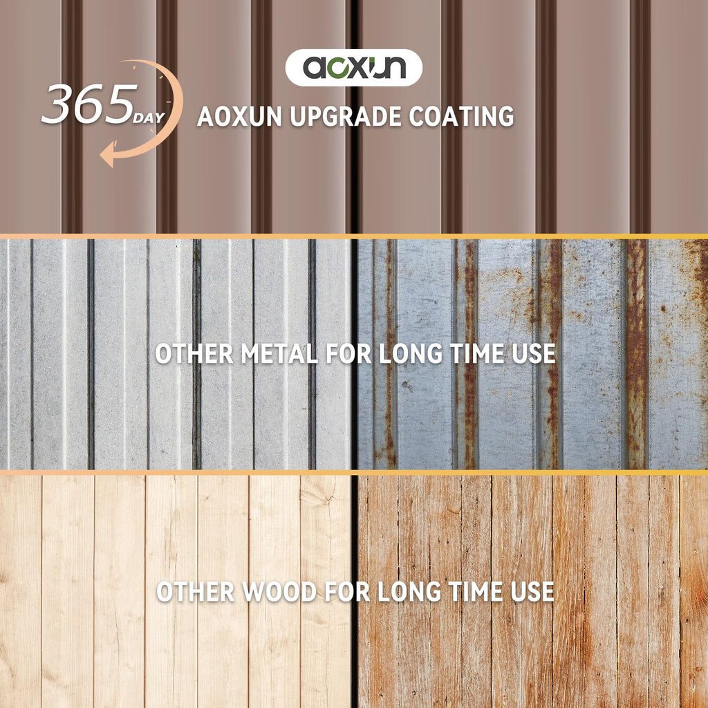Aoxun 7.4x5.3FT Shed with Floor Galvanized Steel Outdoor Storage Shed Metal Garden Shed with Double Doors, 15mm Moisture-Proof Floor & Ventilation