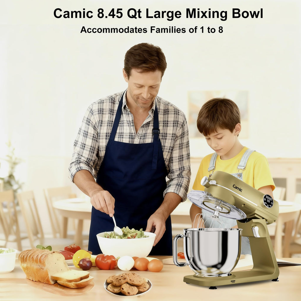 8.45 QT All Metal Stand Mixer,10 Speed Large Capacity Kitchen Mixer with Digital Timer & Tilt-Head, Electric Mixer with Whisk Dough Hook Mixing