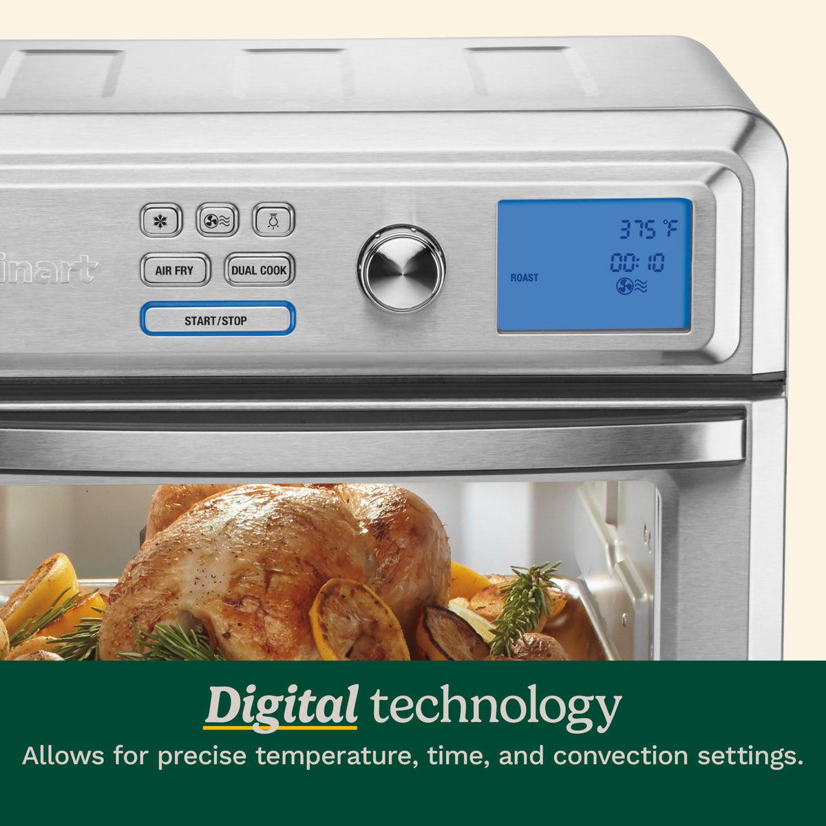 Cuisinart Air Fryer Toaster Oven, Digital Display, 1800 Watt Air Fryer Toaster Oven Combo with Adjustable Temperature and Controls, Stainless Steel
