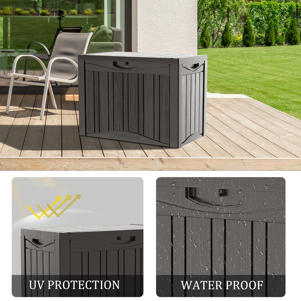 Mersco 320 Gallon Double-Wall Resin Deck Box - Lockable Waterproof Outdoor Storage Box, 1000lbs Capacity & Doubles as Seating for Patio Furniture