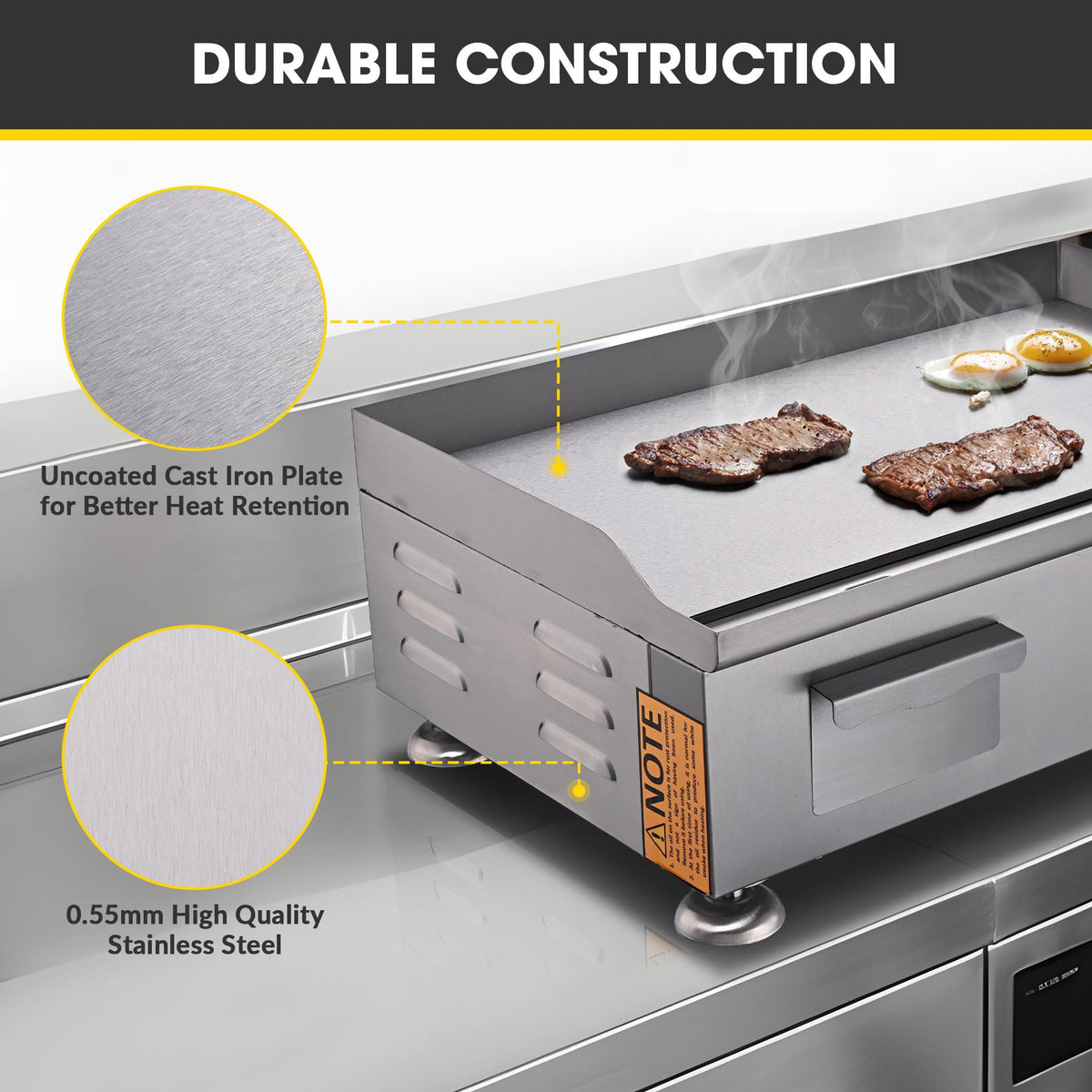 WeChef 24" Commercial Griddle 3500W Electric Countertop Griddle Non-Stick Flat Stainless Steel Adjustable Restaurant Grill Temperature Control 122 to