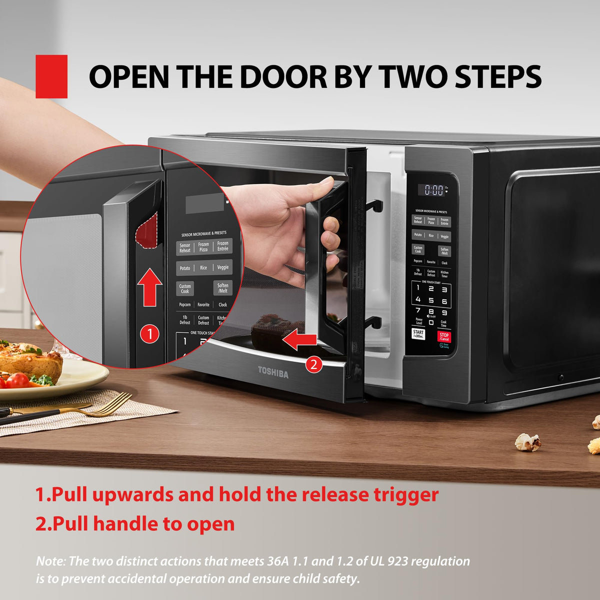 TOSHIBA Air Fryer Combo 8-in-1 Countertop Microwave Oven, with Convection, Broil, Odor Removal Mode, 12.4" Position Memory Turntable, Child-Lock, 1.0