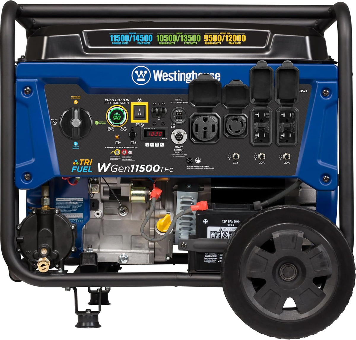 Westinghouse 14500 Peak Watt Tri-Fuel Home Backup Portable Generator, Remote Electric Start, Transfer Switch Ready, Gas, Propane, and Natural Gas