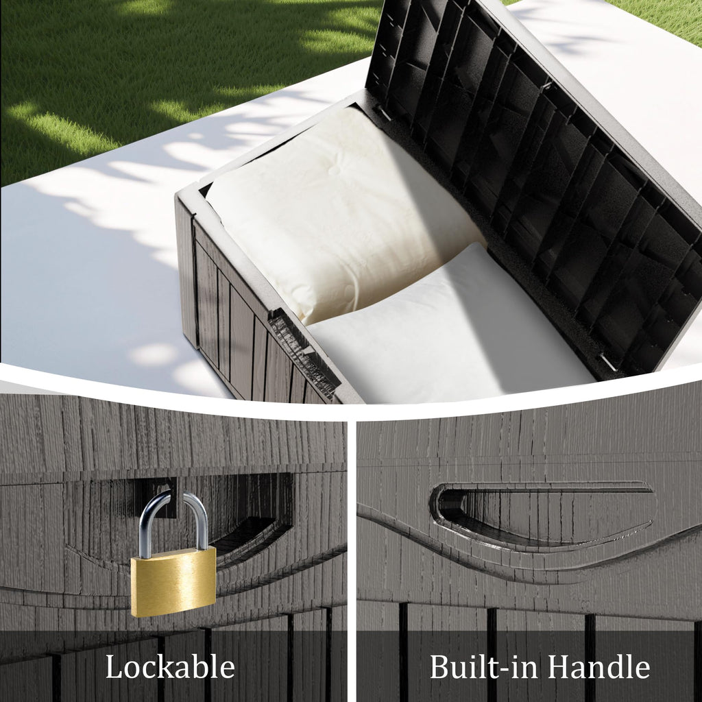 Mersco 320 Gallon Double-Wall Resin Deck Box - Lockable Waterproof Outdoor Storage Box, 1000lbs Capacity & Doubles as Seating for Patio Furniture