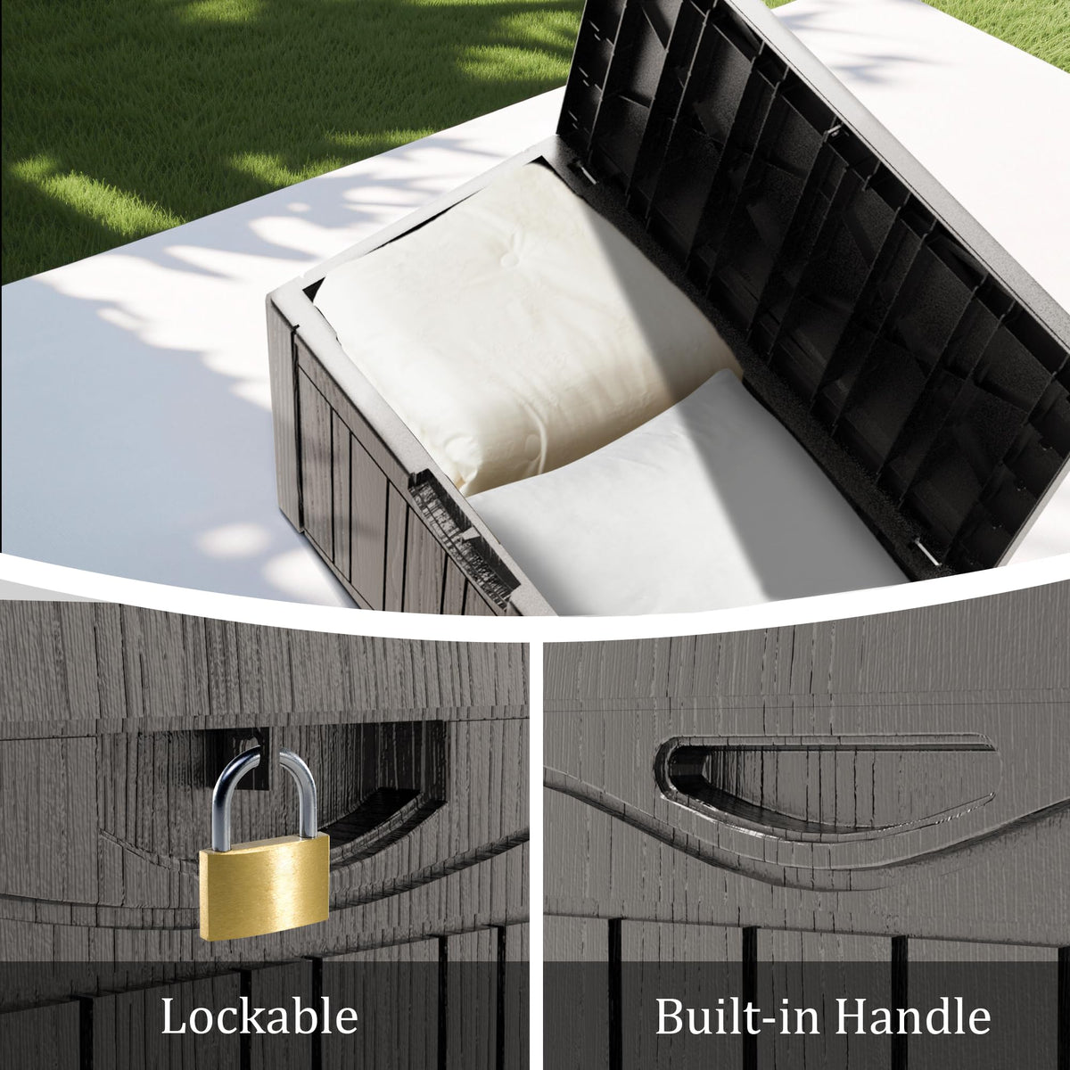 Mersco 320 Gallon Double-Wall Resin Deck Box - Lockable Waterproof Outdoor Storage Box, 1000lbs Capacity & Doubles as Seating for Patio Furniture