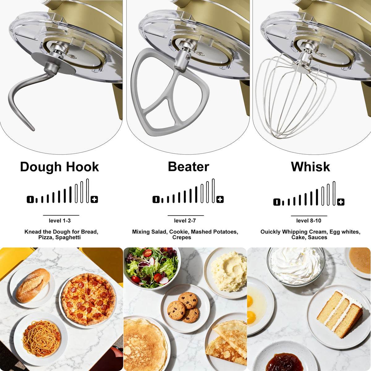 8.45 QT All Metal Stand Mixer,10 Speed Large Capacity Kitchen Mixer with Digital Timer & Tilt-Head, Electric Mixer with Whisk Dough Hook Mixing