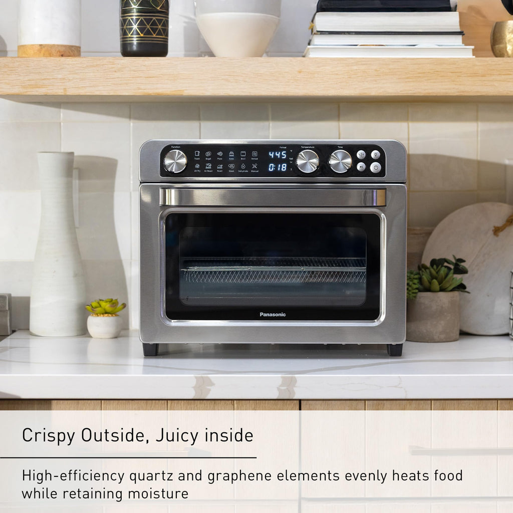 Panasonic FlashXpress Toaster Oven Countertop, 4-Slice Compact Size with Double Infrared Heating, 6 Auto Cook Options and Precise Temperature Control
