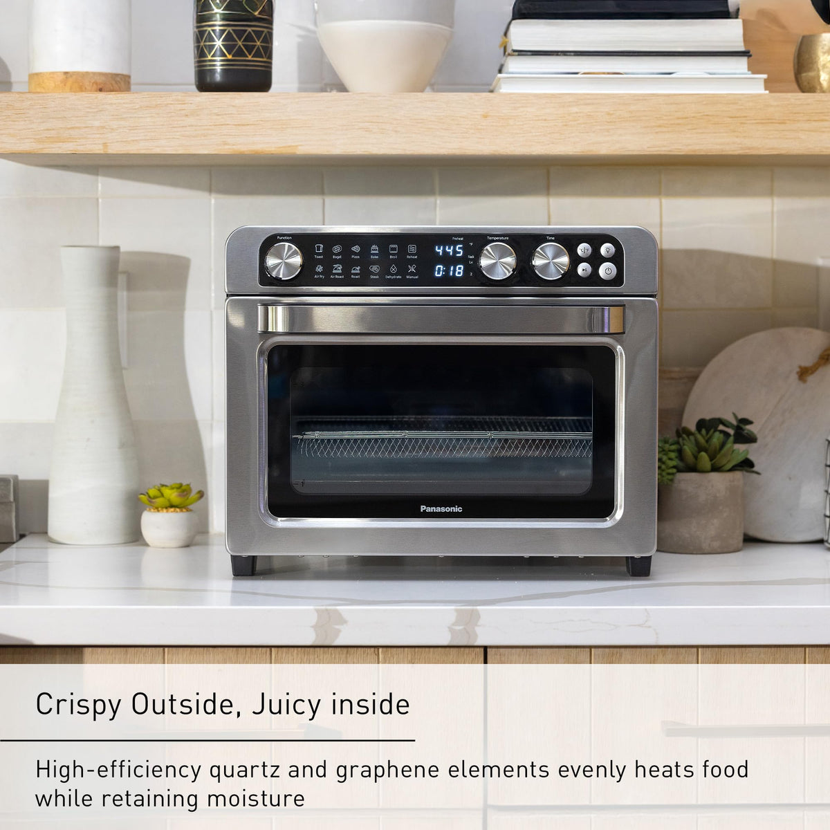 Panasonic FlashXpress Toaster Oven Countertop, 4-Slice Compact Size with Double Infrared Heating, 6 Auto Cook Options and Precise Temperature Control