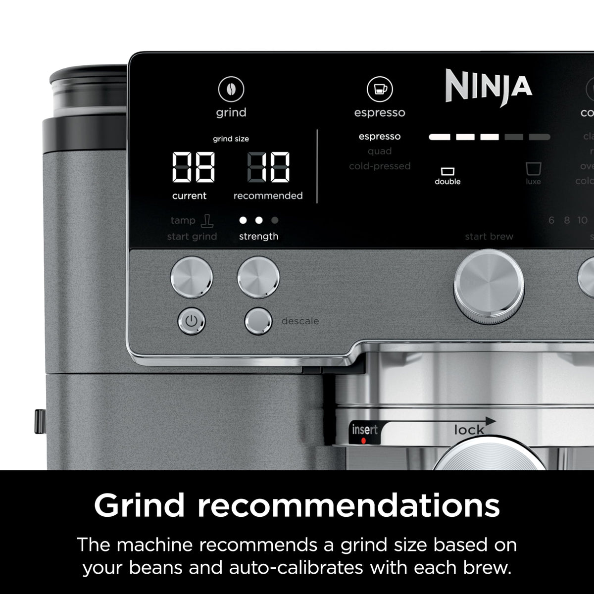 Ninja Luxe Caf 3-in-1 Espresso, Drip Coffee and Cold Brew Machine | Intergrated Coffee Grinder, Milk Frother, Assisted Tamper & Built-In Espresso