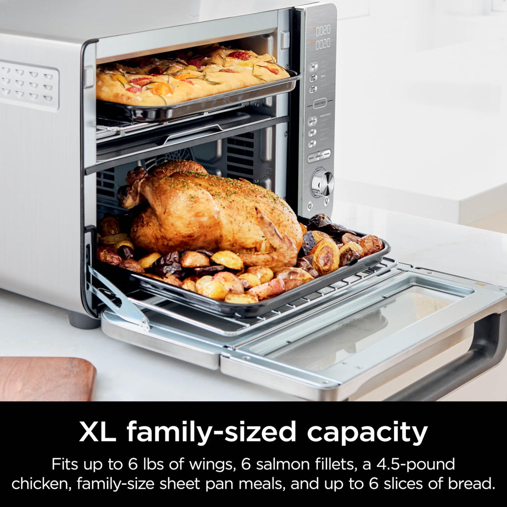Ninja Air Fryer & Toaster Oven | Double Stack XL | Countertop Oven | 12-in-1 Fits 4.5lb Chicken & 6lbs of Wings | SmartFinish Cook 2 Different Meals