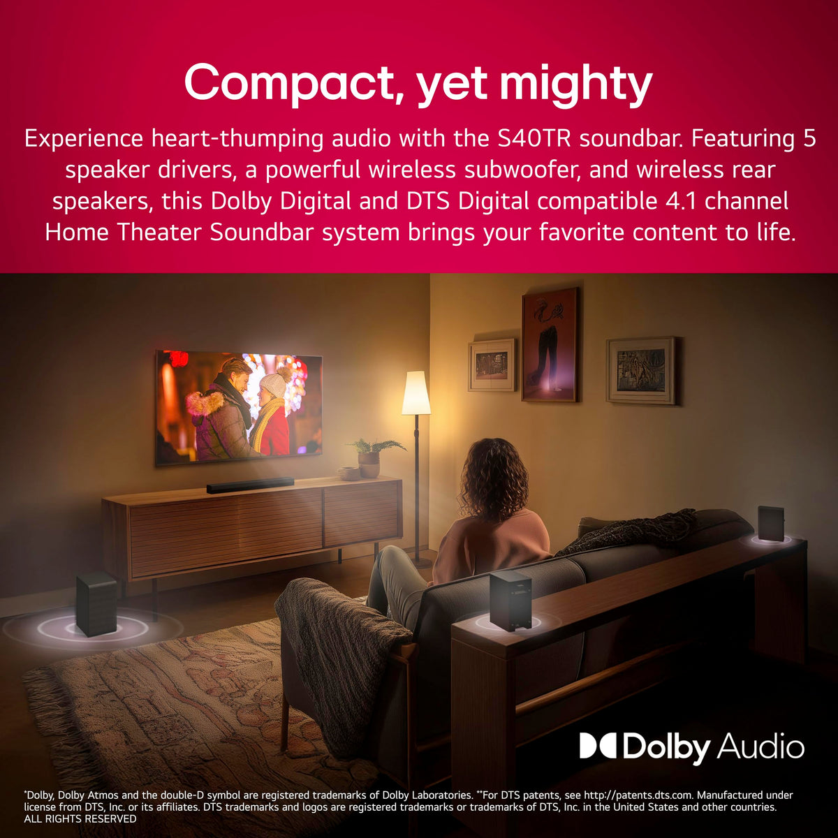LG S60T 3.1 ch. Soundbar with Wireless Subwoofer, Dolby Audio, TV Synergy, Wow Interface, AI Sound Pro (2024 Model)