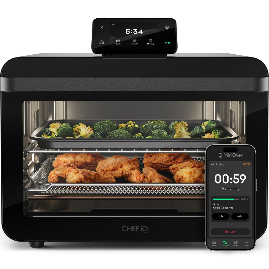 CHEF iQ MiniOven Smart Toaster Oven Air Fryer Combo, 11-in-1 Countertop Convection Oven, Bake, Broil, Air Fry, Broil, Dehydrate, 1750W, 25 Qt