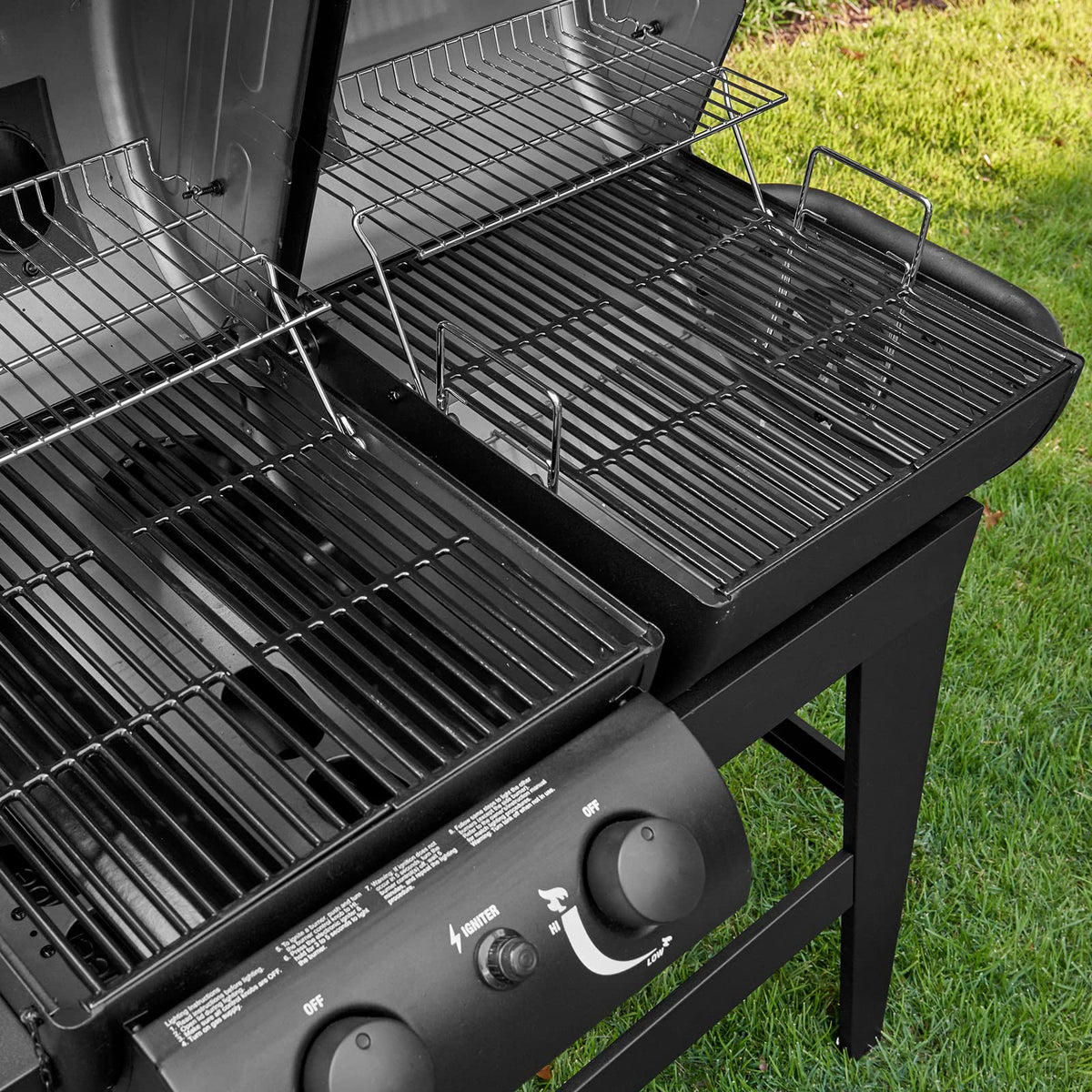 Char-Griller® Dual-Function 2-Burner 24,000 BTU Propane Gas and Charcoal Combination Grill and Smoker with 870 Cooking Square Inches in Black