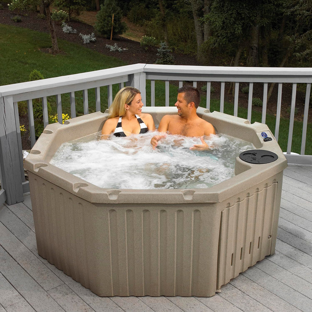 AquaLife Invi 5-Person Hot Tub with 11 Hydro Jets, LED Lighting & Insulated Cover C Non-Lounger Spa for Relaxation & Therapy
