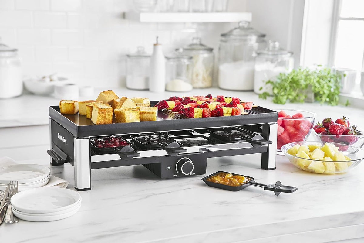 GreenPan Electrics Healthy Ceramic Nonstick, 3-in-1 Reversible Grill, Griddle & Raclette, PFAS-Free, Serves up to 8 People for Parties &Family Fun