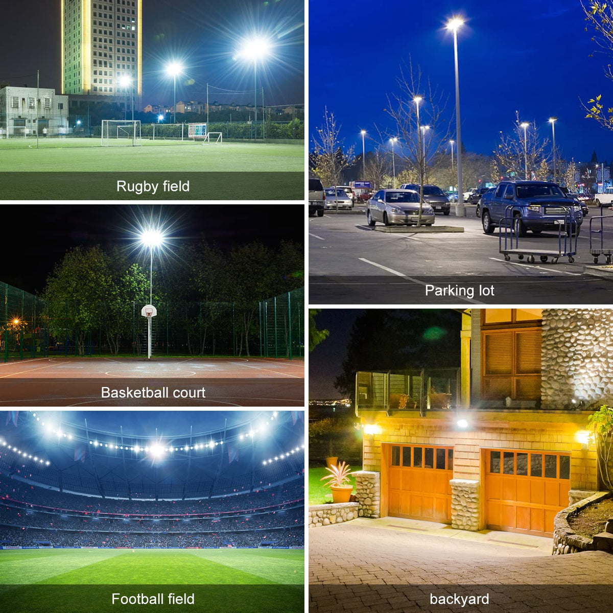 Juyace 240W LED Stadium Lights Outdoor 1500 Watt Equivalent Wider Lighting Angle Led Flood 100-277V 36000LM 5000K Daylight Commercial Arena for