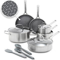 GreenPan Hybrid 13 Piece Nonstick Stainless Steel Cookware Set, APEX Tri-Ply Thermobond PFAS-Free Ceramic Pots & Pans, Induction & All Cooktop