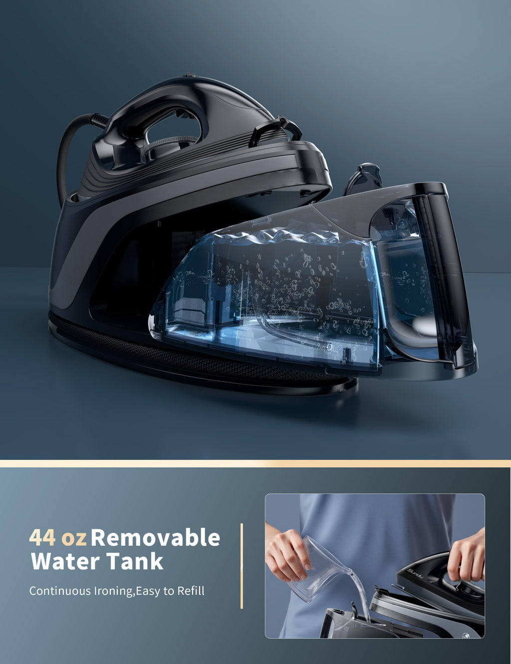 Sundu Iron Steamer for Clothes,1600W Steam Station Professional Steam Iron For Clothes with 44 oz Tank, 400 microsteam holes, Built-In Pump, Ceramic