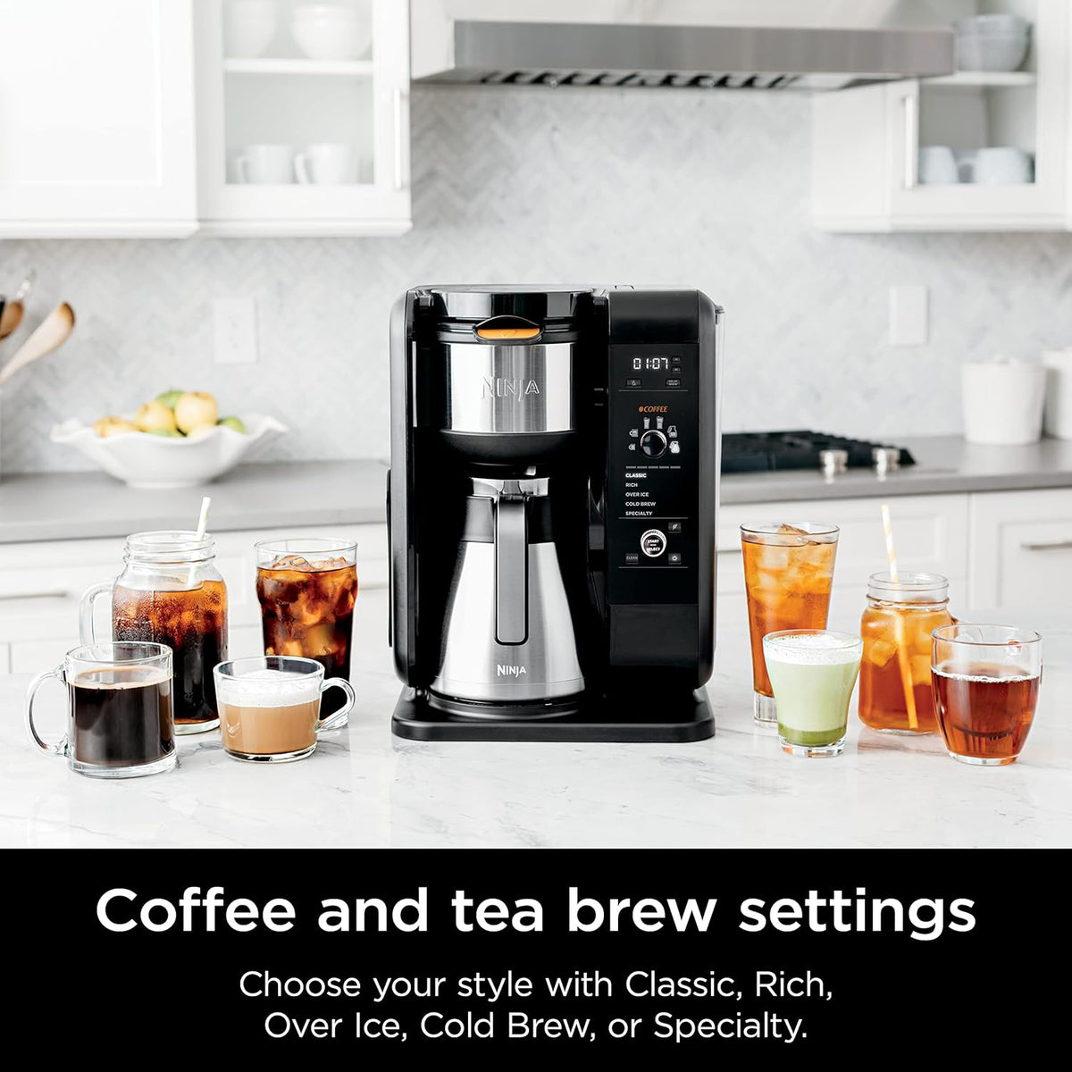 Shark Ninja CP307 Hot and Cold Brewed System W/Thermal Carafe Coffee Maker, Black