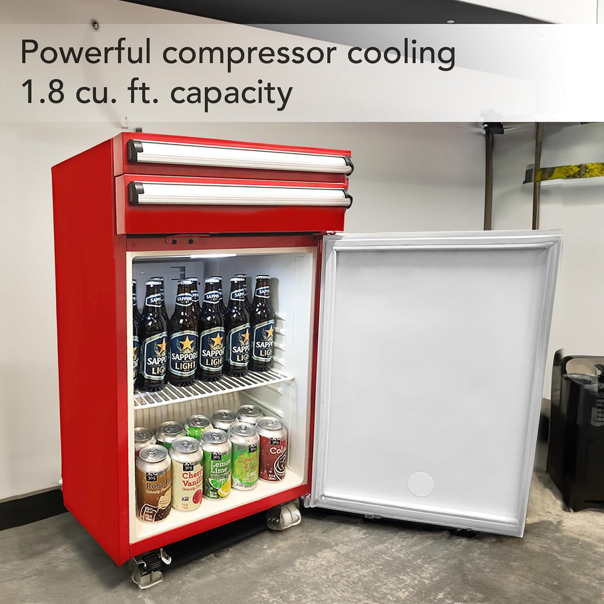 Whynter TBR-185SR 1.8 cu. ft. Portable Tool Box Refrigerator with 2 Drawers and Lock - Red
