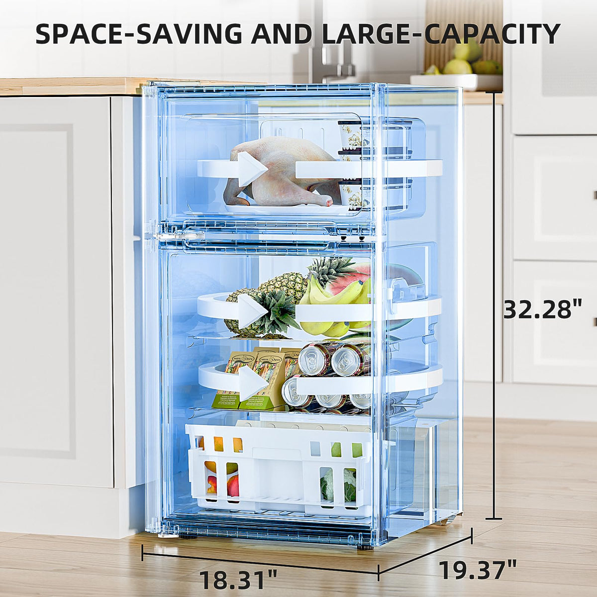Antarctic Star Compact Refrigerator,4.5 Cu.Ft. Mini Separate Freezer Double 2-Door Adjustable Removable Shelves for Apartment/Dorm/Office,GREY