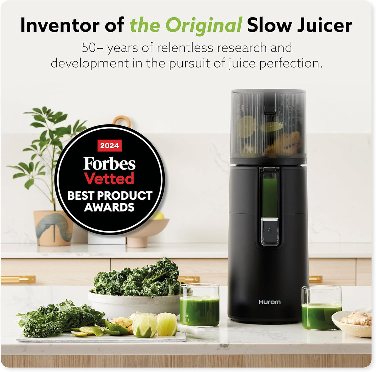 Hurom H400 Cold Press Juicer Machine, Award Winning Masticating Slow Juicer, Easy to Clean, Strainer & Hands Free with Self Feeding, Wide Mouth