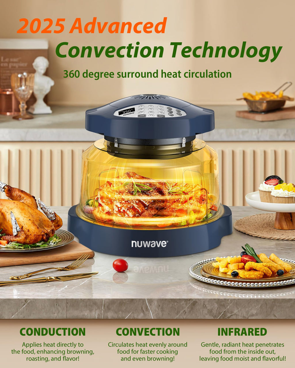 Nuwave Oven Pro Plus Air Fryer, Infra-Red Countertop, 2025 Advanced Convection, No Defrosting or Preheating, Cook Fresh or Frozen, Durable Power Dome