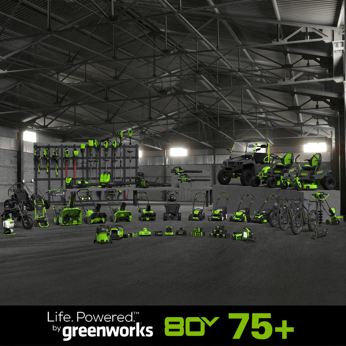 Greenworks 80V Brushless Cordless Yard Tool Combo Kit with 2.0Ah Battery & Rapid Charger C 16" Dual-Line String Trimmer and 500 CFM / 125 MPH Leaf